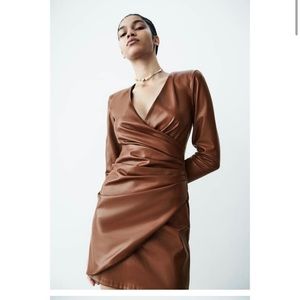 Zara faux leather wrap dress